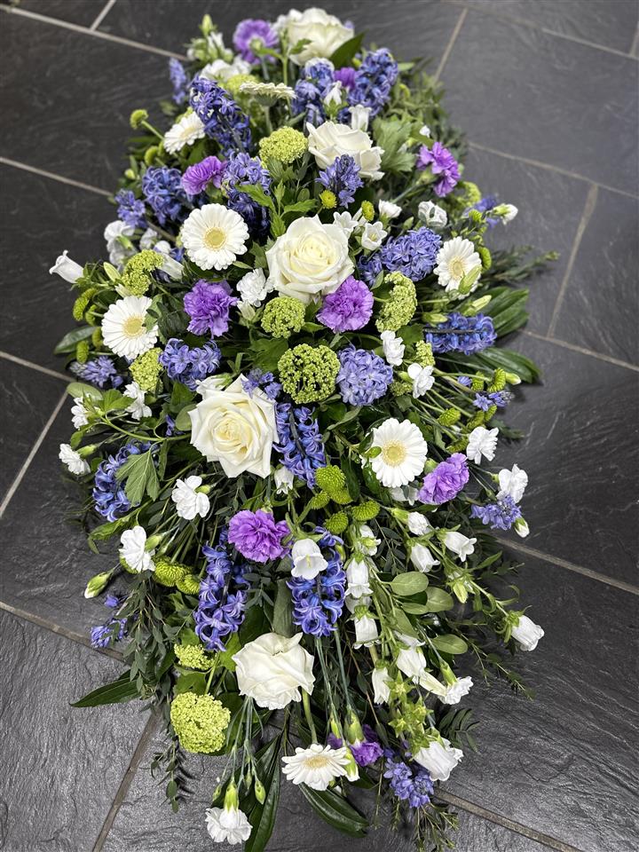 Sympathy funeral flowers Cornwall casket spray Helston